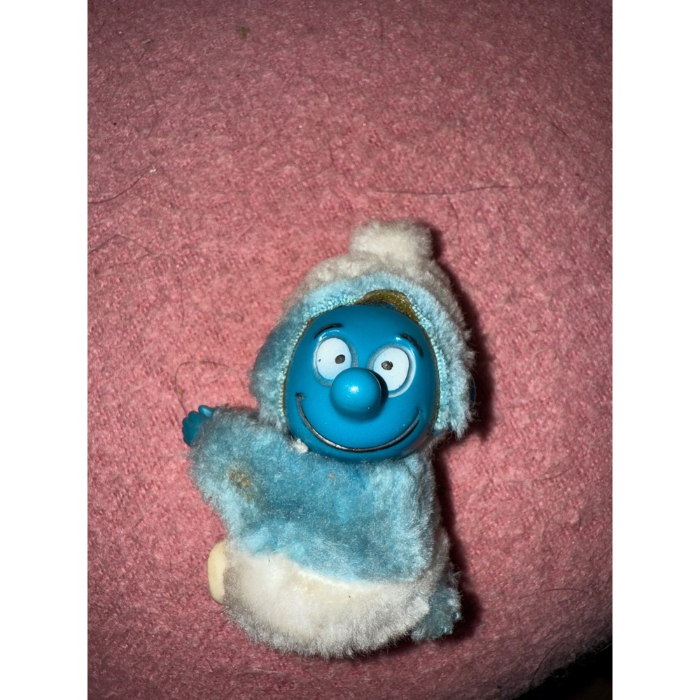 Vintage 1980s Smurf Clip-On Pencil Hugger Winter Parka  Wallace Berrie‎ ©Peyo